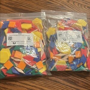 Plastic pattern blocks for math / art projects
